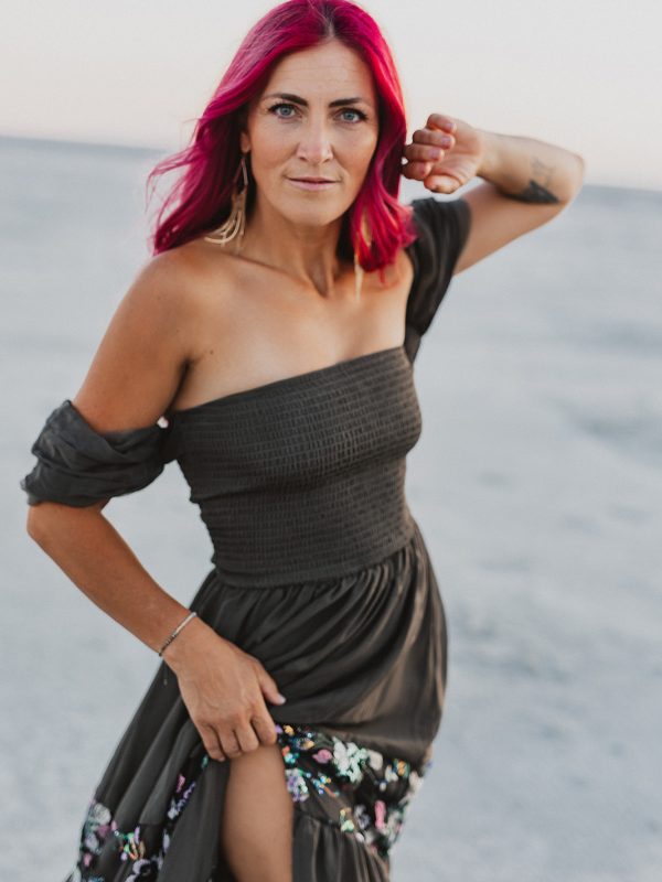 Self portrait Goddess at the Spiral Jetty in Utah