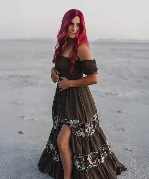 goddess photoshoot at the spiral jetty near the Great Salt Lake